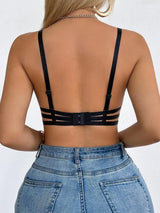 SHEIN بوستيه نسائي برقبة عميقة وظهر مكشوف وحشوة بلون أسود
