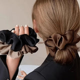 SHEIN طقم 3 أربطة شعر ساتان بلون بني وأسود