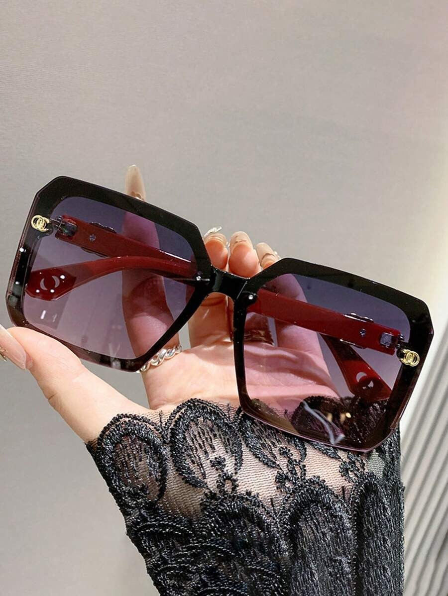 SHEIN نظارات شمس مربعة كبيرة بدون إطار