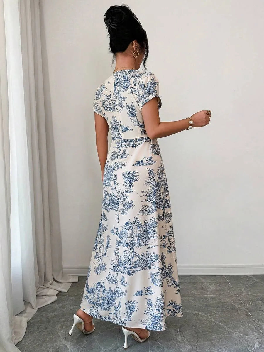 SHEIN Selianne فستان مطبوع مربوط الخصر