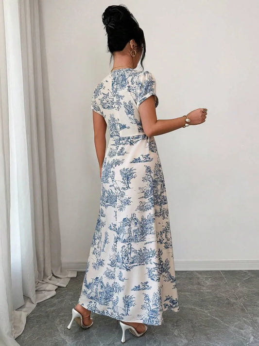 SHEIN Selianne فستان مطبوع مربوط الخصر