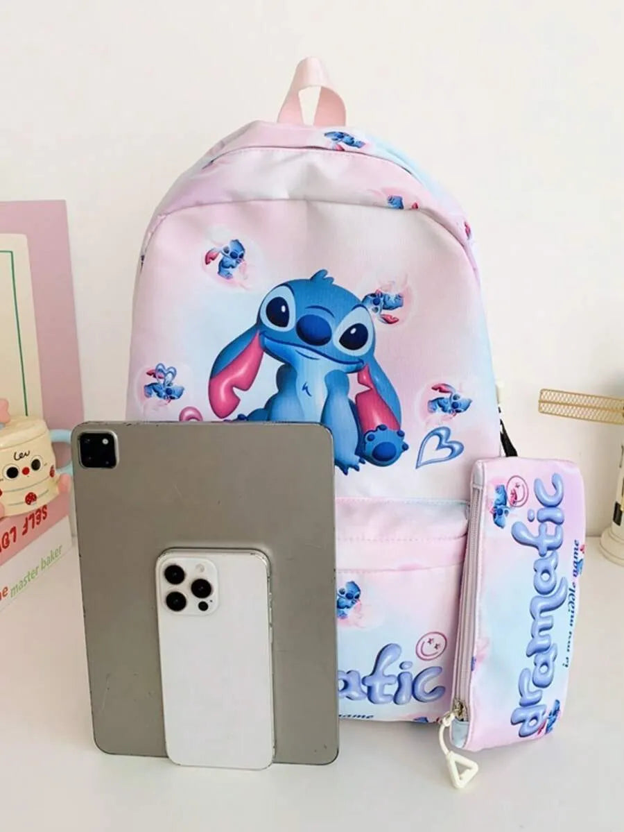 SHEIN Disney مجموعة حقيبة ظهر من 3 قطع مع علبة أقلام وحقيبة غداء