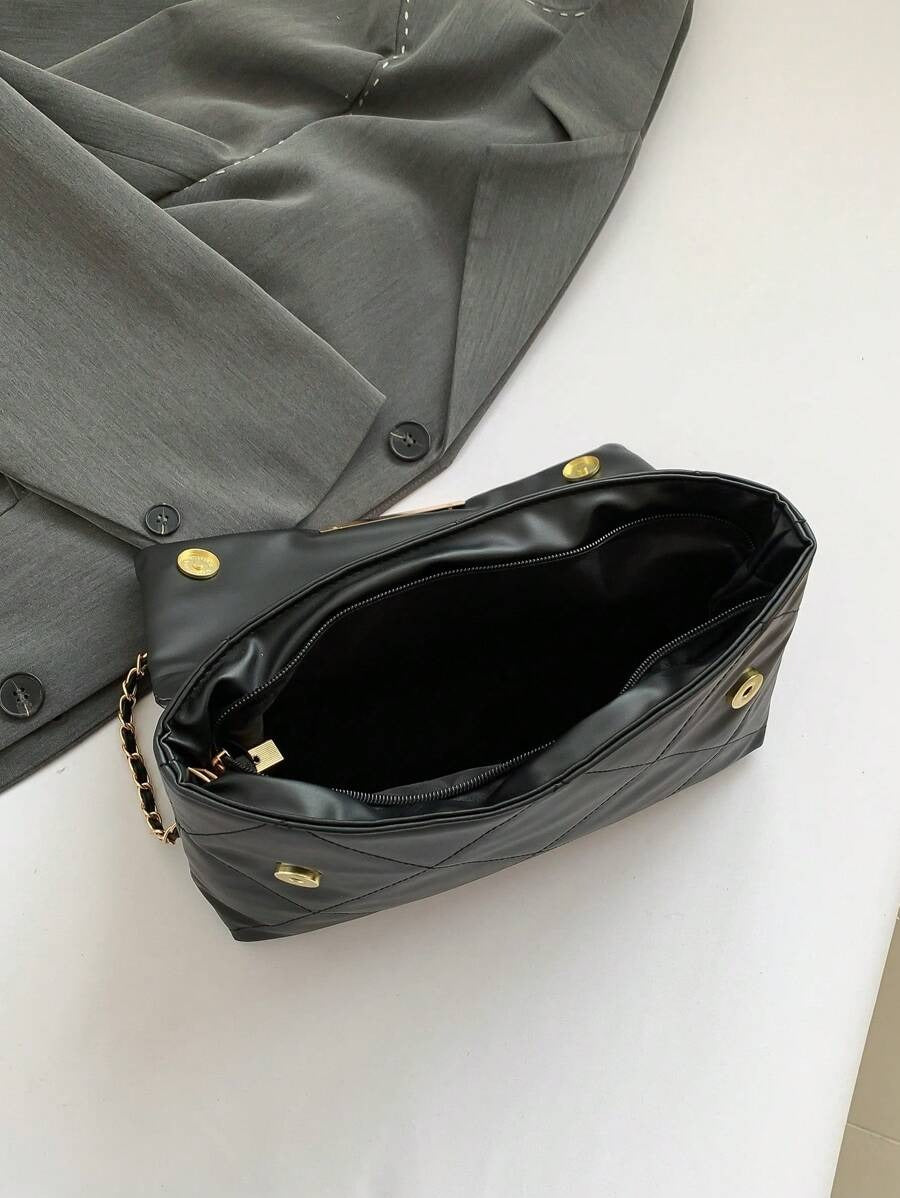 SHEIN حقيبة كروس بودي وكتف مطرزة بنمط معين بسلسلة مزدوجة