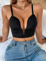 SHEIN بوستيه نسائي برقبة عميقة وظهر مكشوف وحشوة بلون أسود