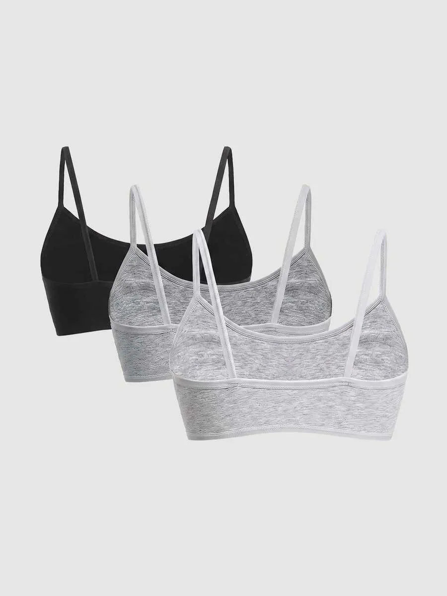SHEIN MOD طقم 3 حمالات صدر نسائية بدون سلك ومبطنة قليلاً ومتعددة الألوان