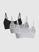 SHEIN MOD طقم 3 حمالات صدر نسائية بدون سلك ومبطنة قليلاً ومتعددة الألوان