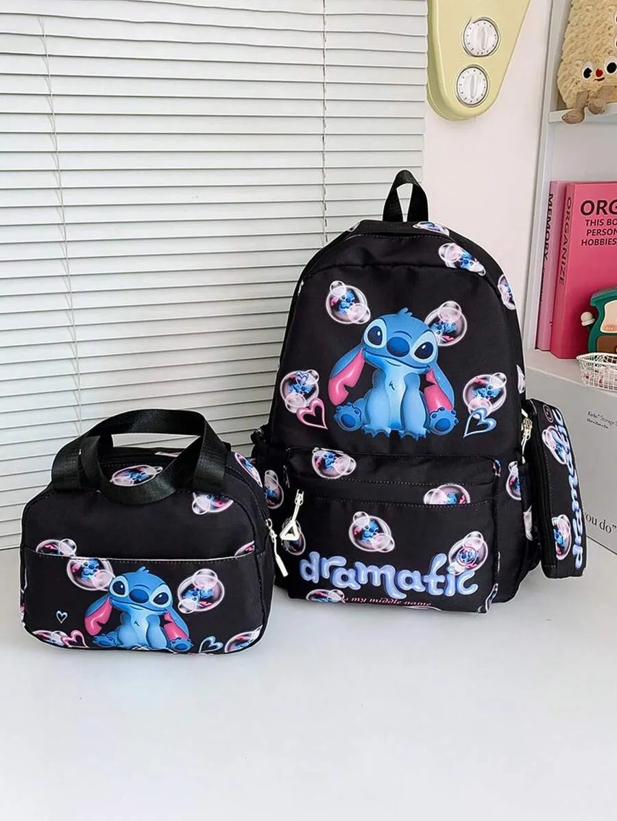 SHEIN Disney مجموعة حقيبة ظهر من 3 قطع مع علبة أقلام وحقيبة غداء
