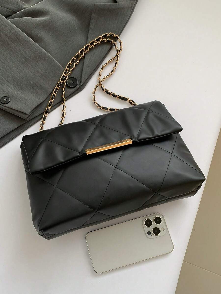 SHEIN حقيبة كروس بودي وكتف مطرزة بنمط معين بسلسلة مزدوجة