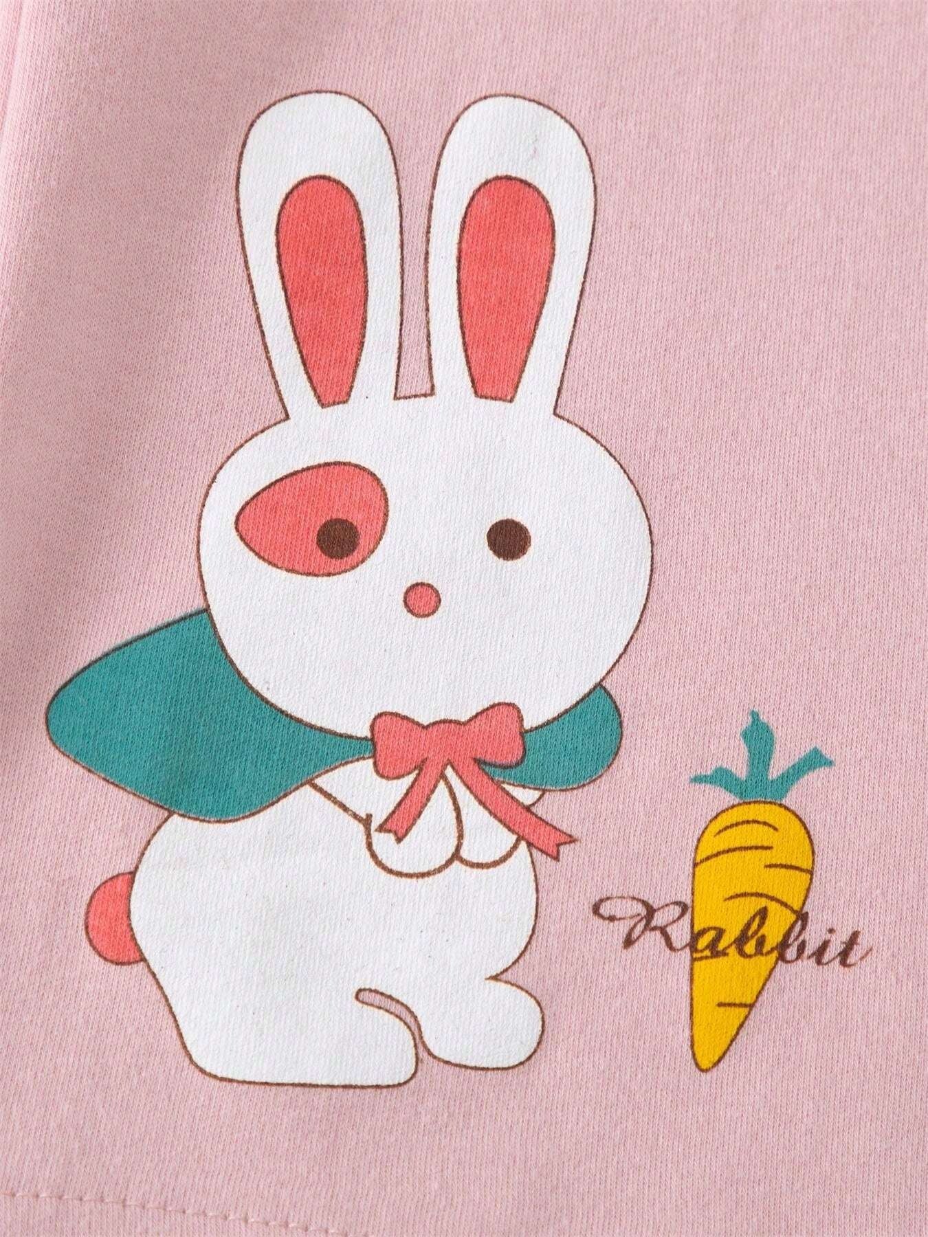 SHEIN طقم بيجاما 2 قطعة بطبعة أرنب كرتونية للفتيات