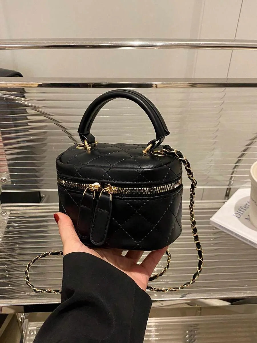 SHEIN حقيبة يد ودلو صغيرة مبطنة بسلسلة