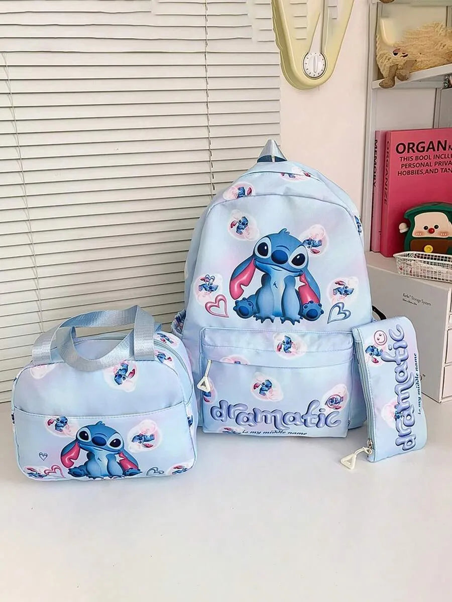 SHEIN Disney مجموعة حقيبة ظهر من 3 قطع مع علبة أقلام وحقيبة غداء