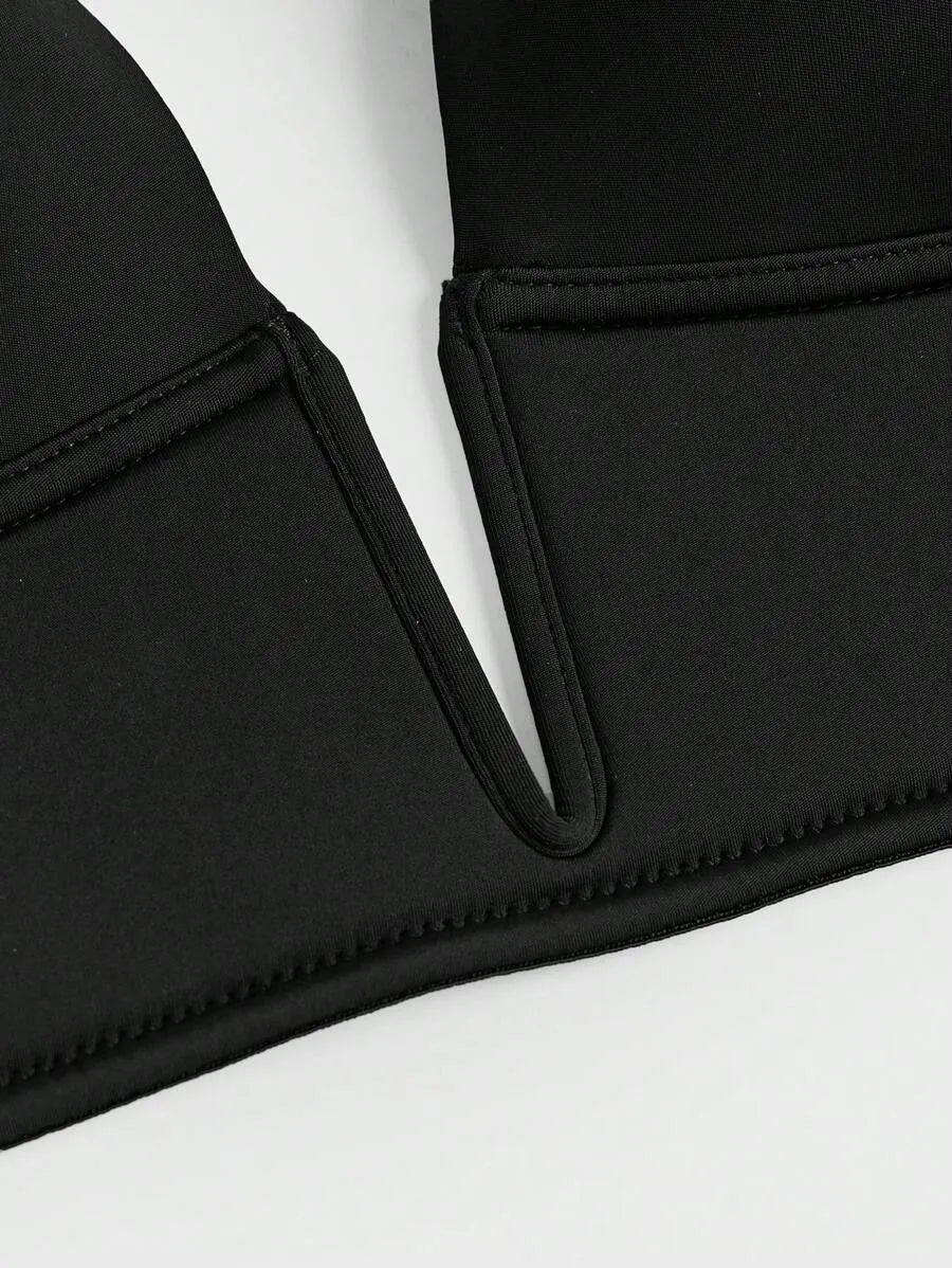 SHEIN بوستيه نسائي برقبة عميقة وظهر مكشوف وحشوة بلون أسود