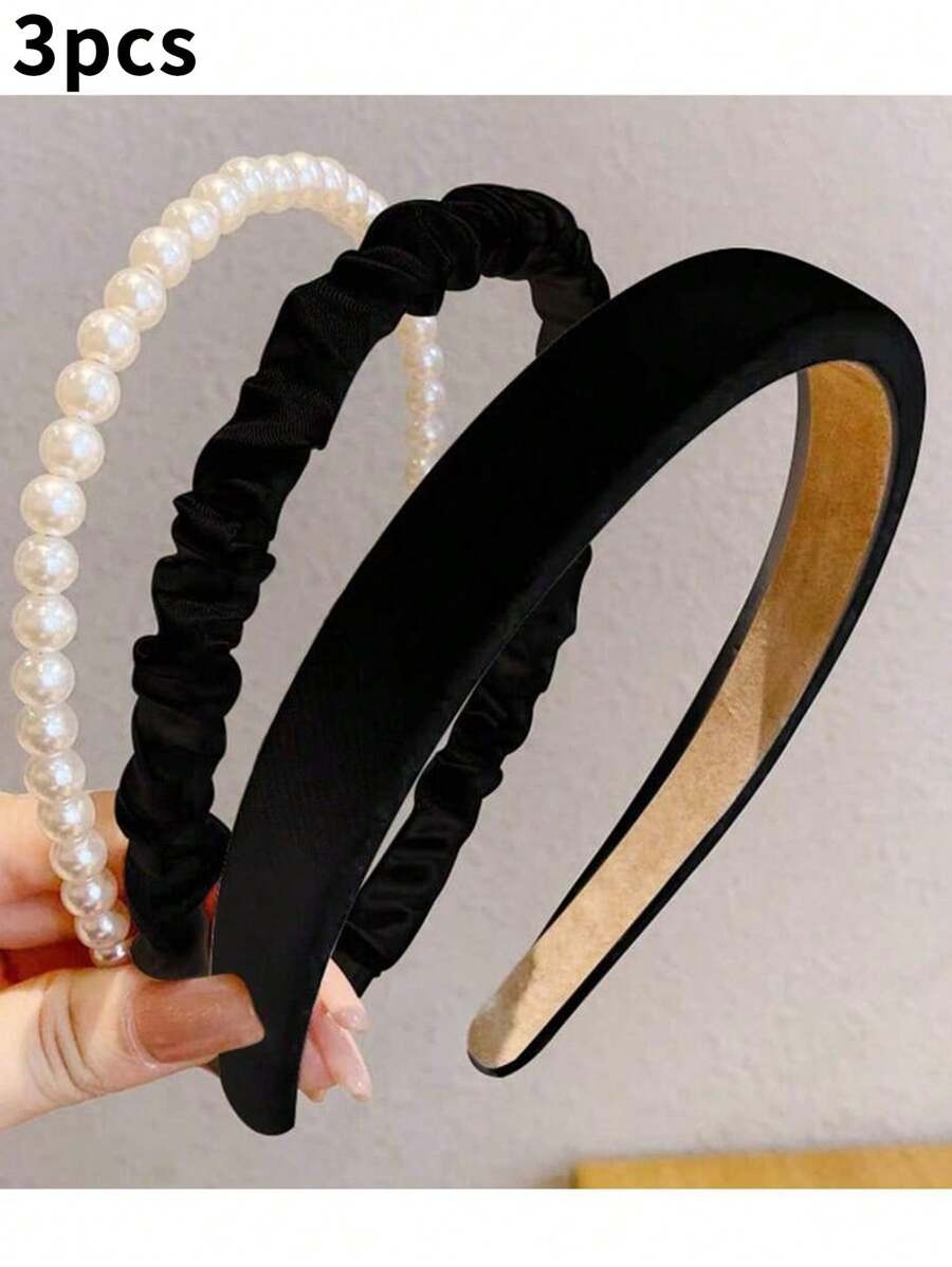 SHEIN طقم حلقات الشعر الناعمة بشكل لؤلؤي