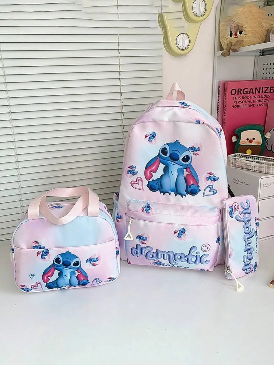 SHEIN Disney مجموعة حقيبة ظهر من 3 قطع مع علبة أقلام وحقيبة غداء