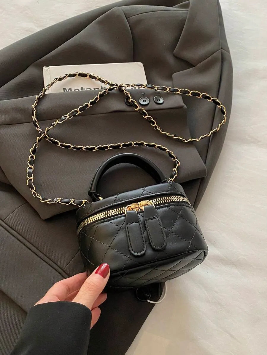SHEIN حقيبة يد ودلو صغيرة مبطنة بسلسلة
