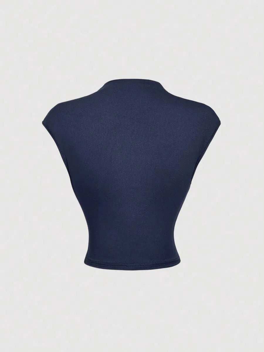 SHEIN MOD طقم نسائي من قطعتين توب وتنورة ضيقة طويلة بلون أزرق بحري