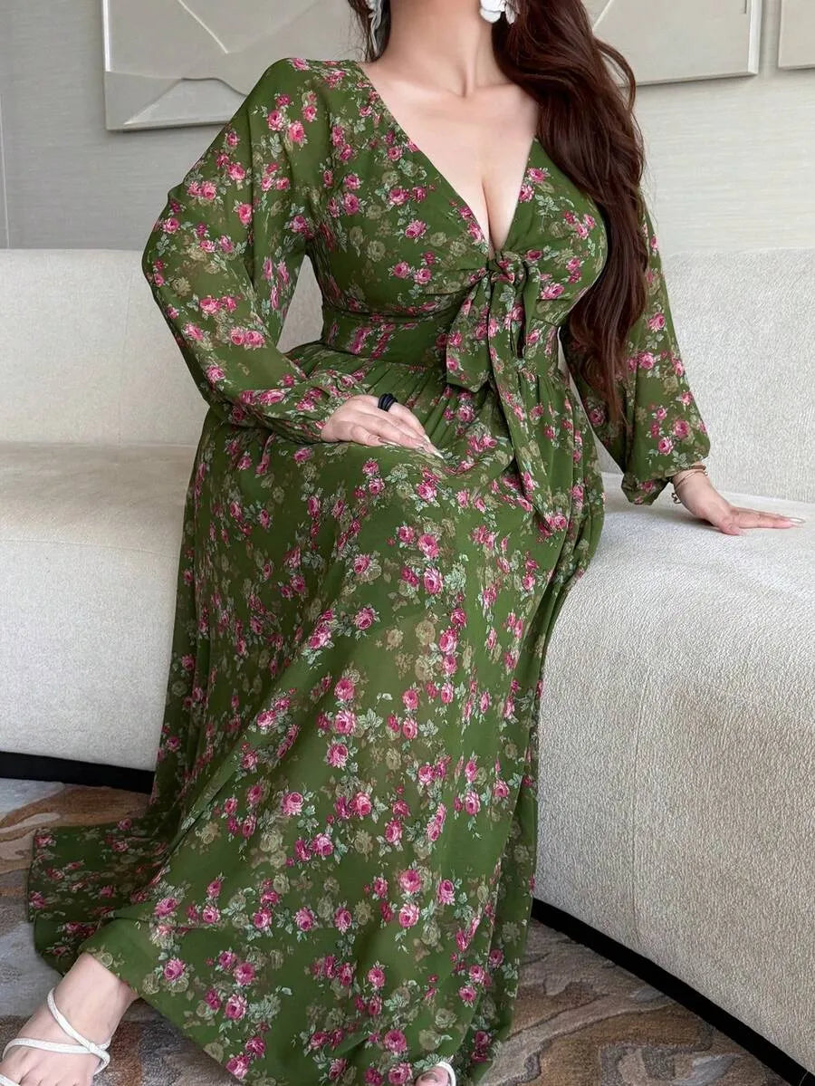 SHEIN Vibekara فستان نسائي بياقة ونقشة زهور متعدد الألوان