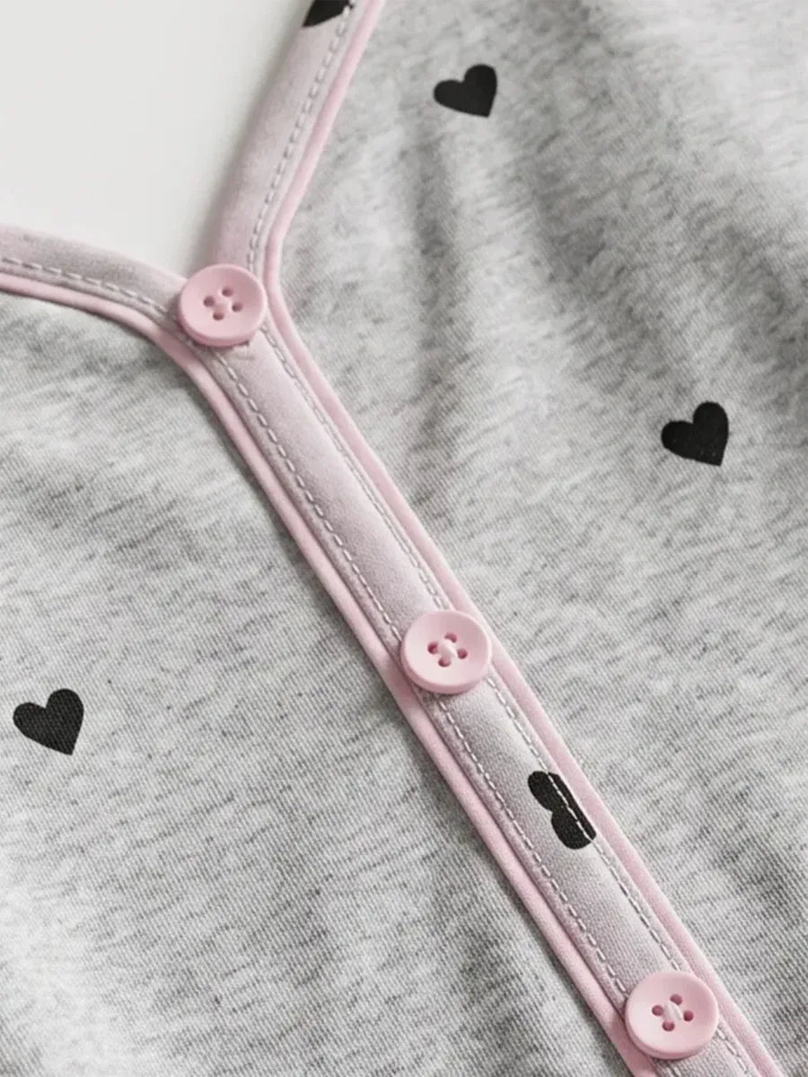 SHEIN MOD طقم بيجامة نسائي من قطعتين بتوب بحمالات رفيعة ورباط خلفي وبنطال بلون رمادي