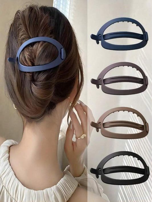 SHEIN مجموعة 4 مشابك شعر بلون سادة