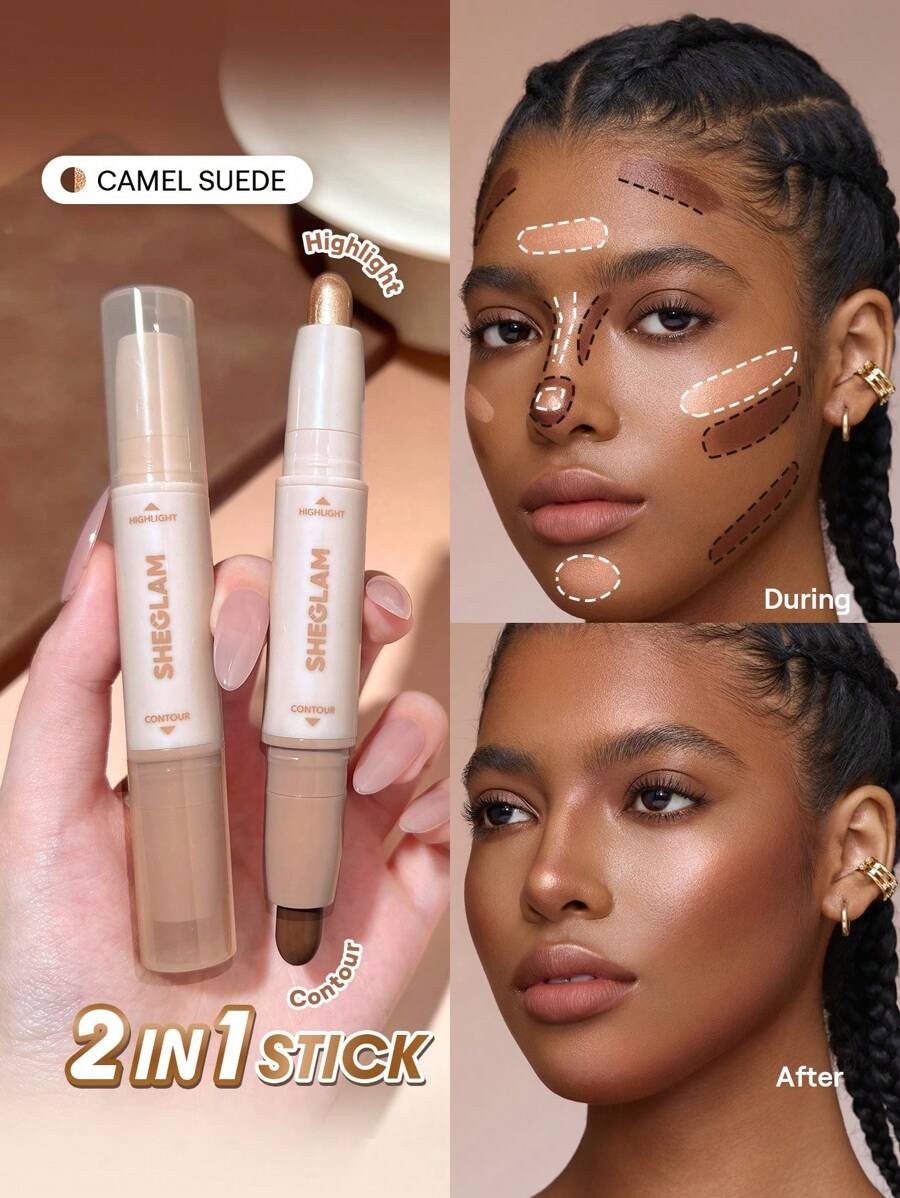 SHEGLAM Camel Suede عصا كونتور وهايلايتر