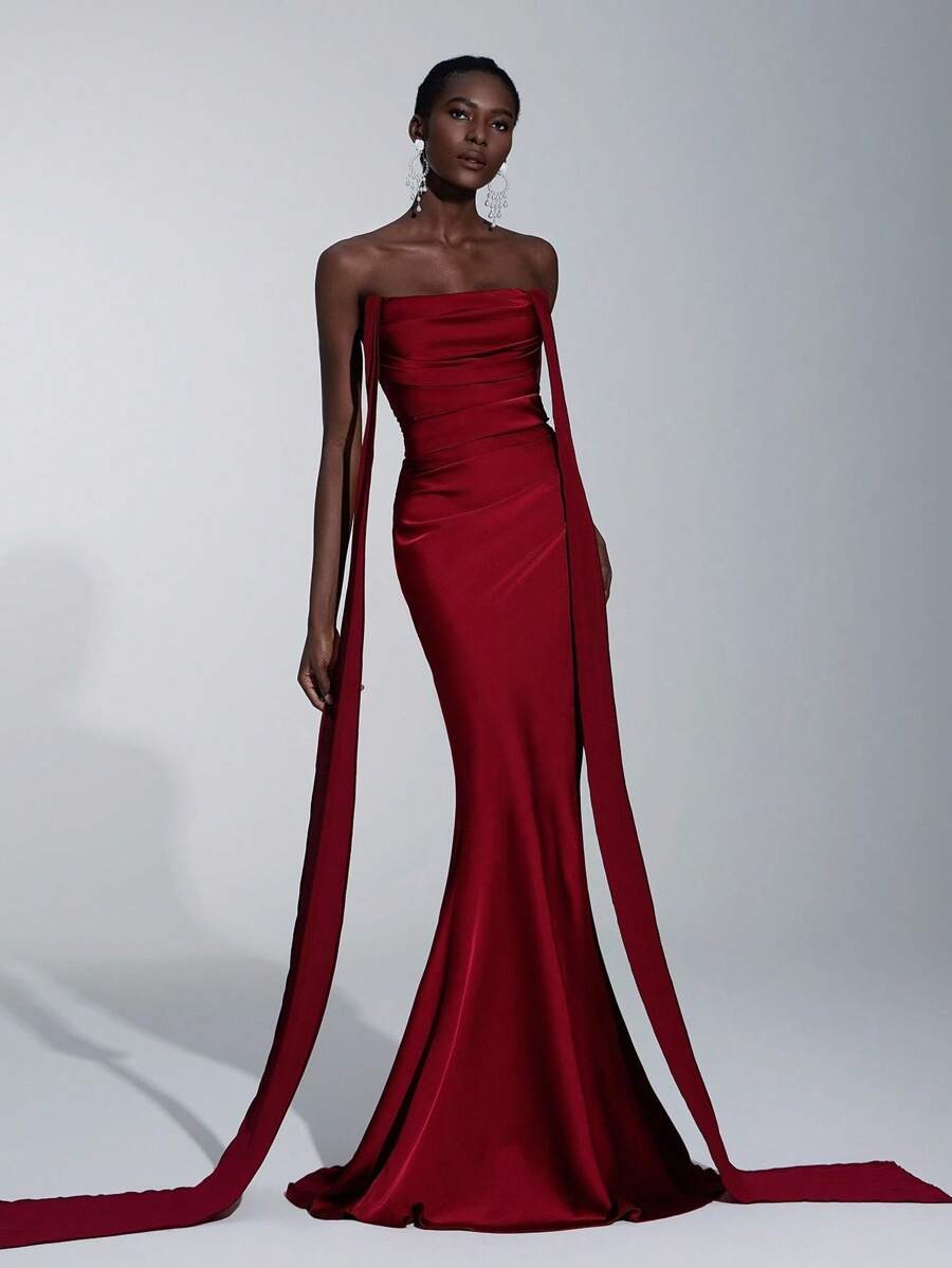 SHEIN فستان عنابي شيفون