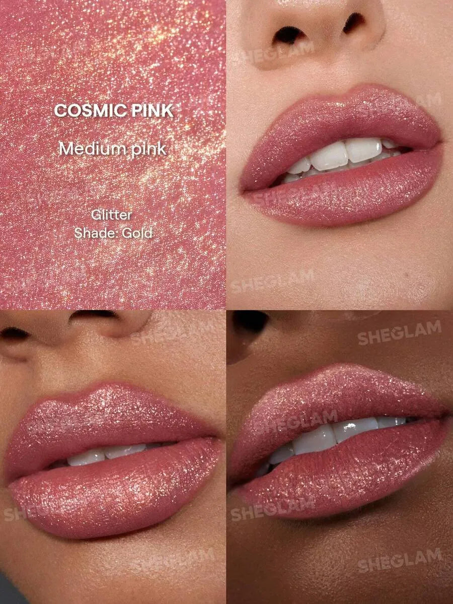 SHEIN SHEGLAM Stardust Swipe Cosmic Pink أحمر شفاه سائل بلمعة جليتر 137