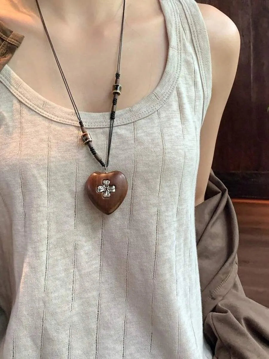 SHEIN قلادة نسائية طويلة بقلادة بيضاوية بتصميم جلد الفهد بلون ذهبي وردي
