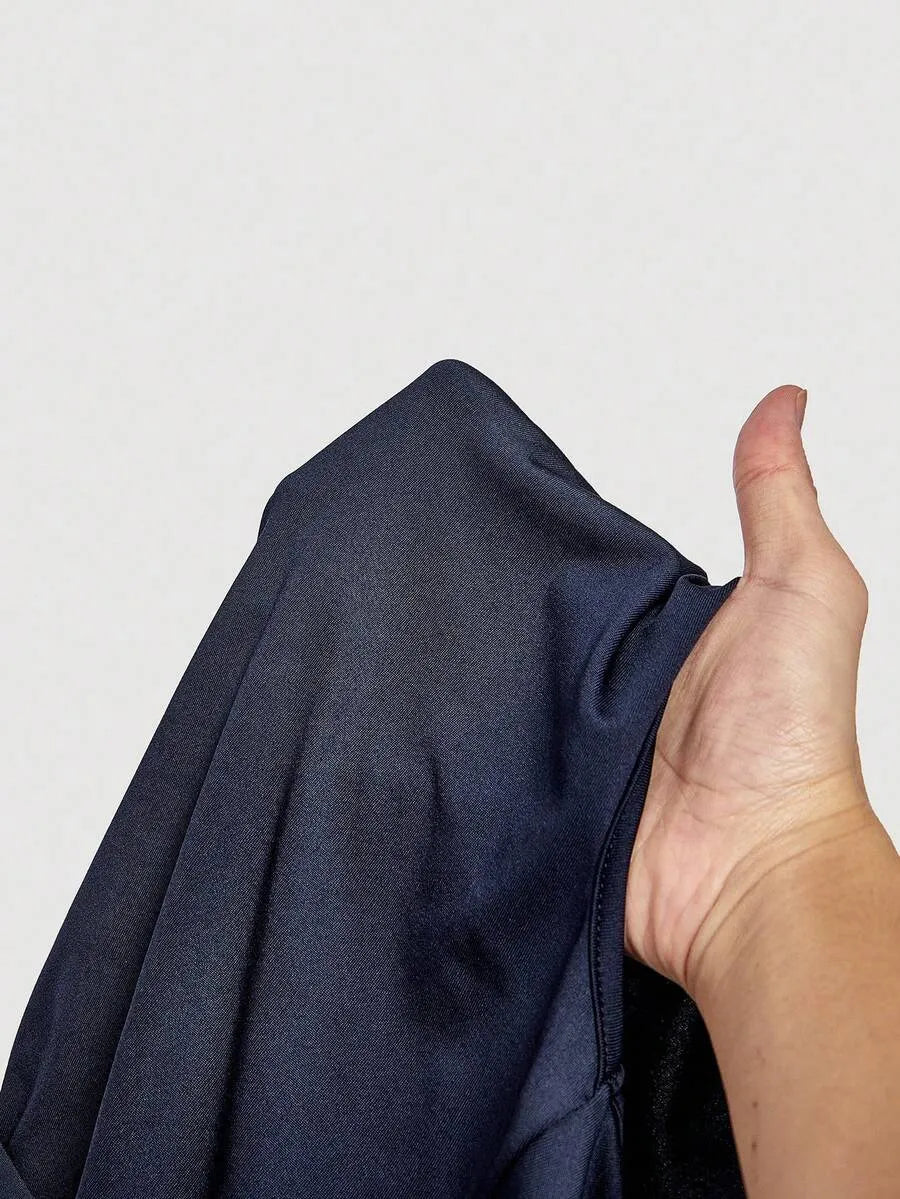 SHEIN MOD طقم نسائي من قطعتين توب وتنورة ضيقة طويلة بلون أزرق بحري