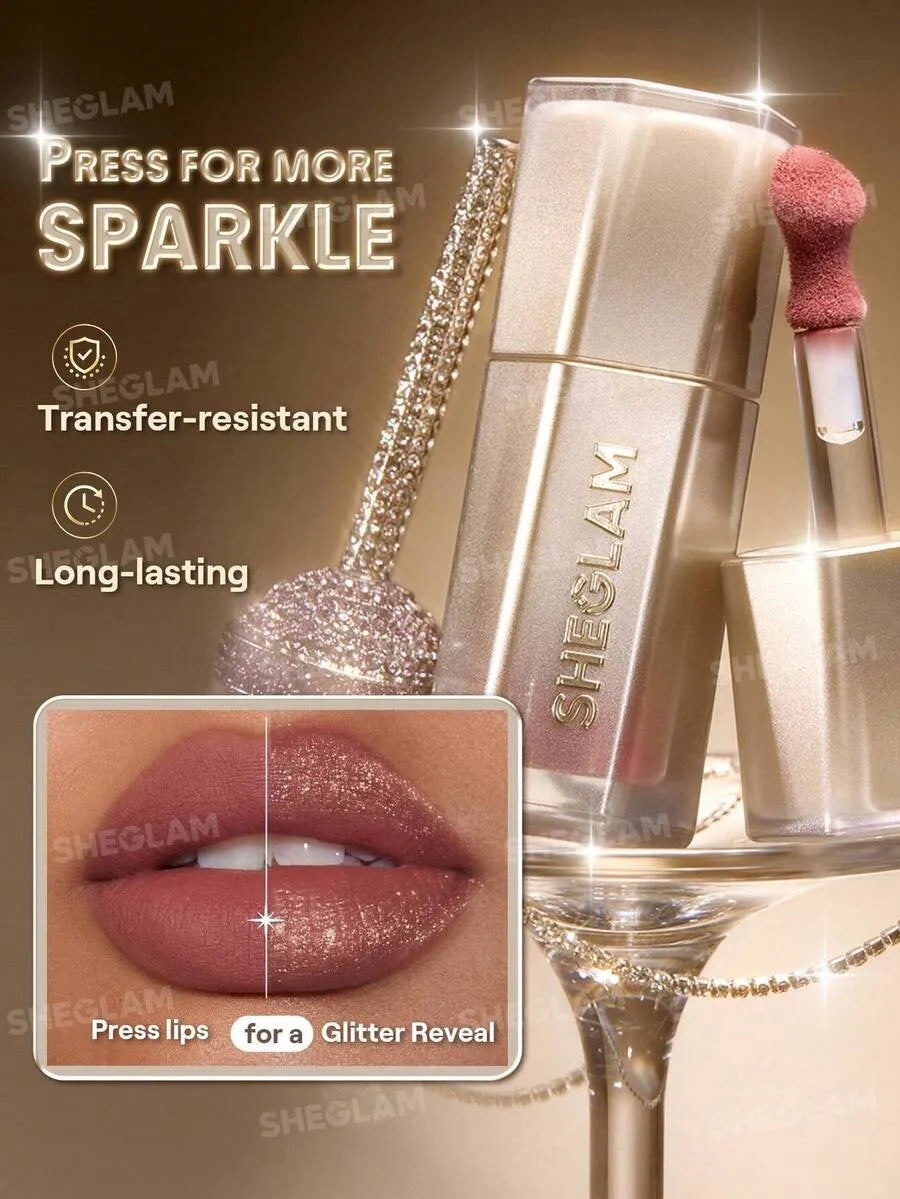 SHEIN SHEGLAM Stardust Swipe Cosmic Pink أحمر شفاه سائل بلمعة جليتر 137