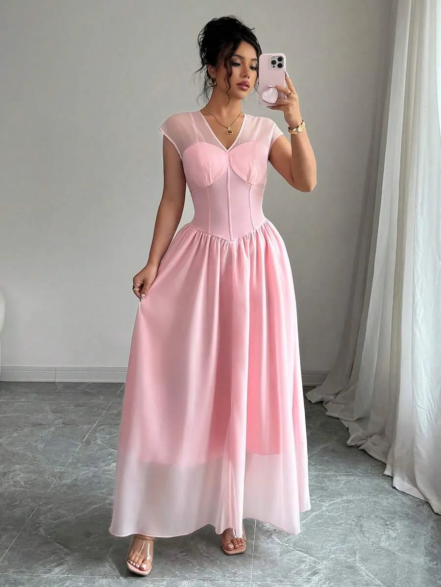 SHEIN Elenzga A فستان برتقالي فاتح أنيق بقصة