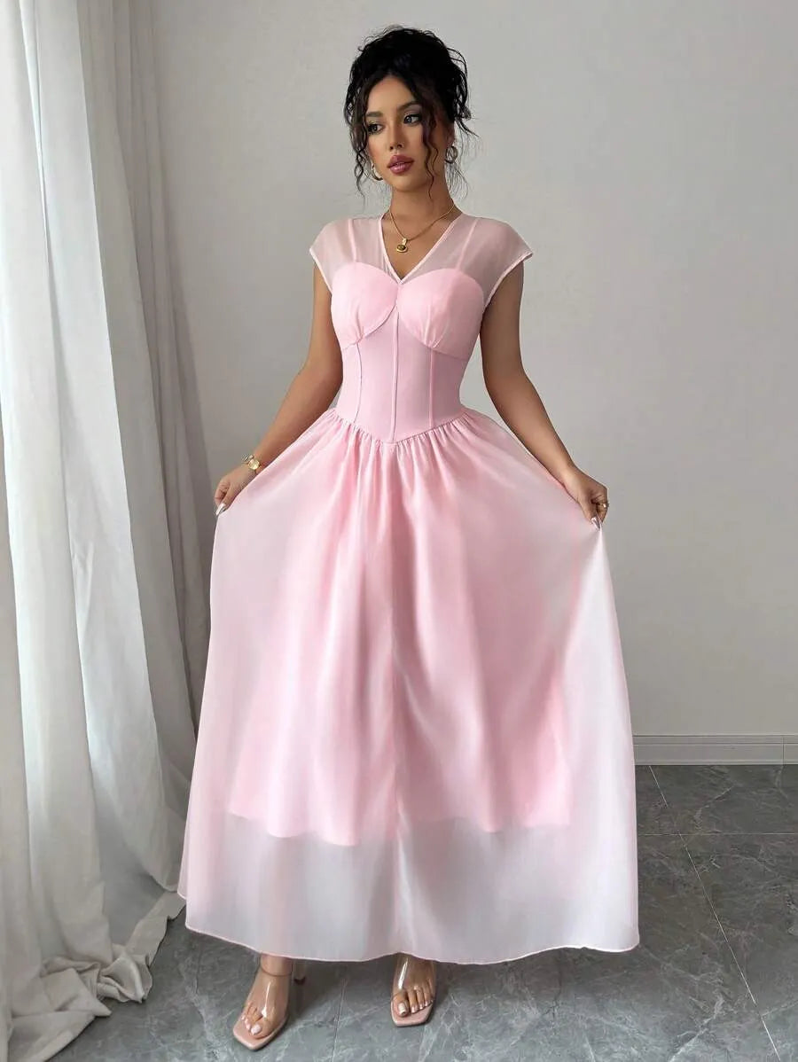 SHEIN Elenzga A فستان برتقالي فاتح أنيق بقصة