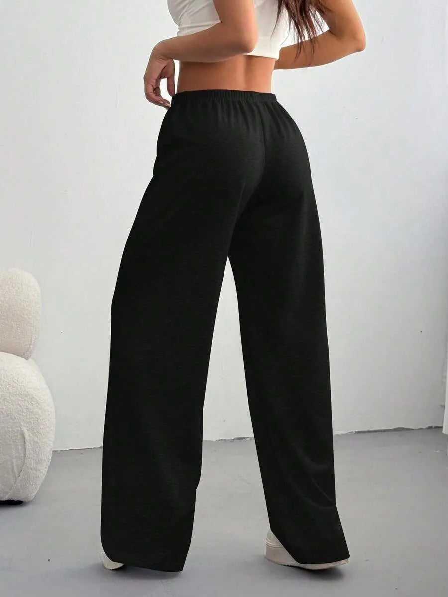 SHEIN بنطلون نسائي واسع الساق بخصر مطاطي