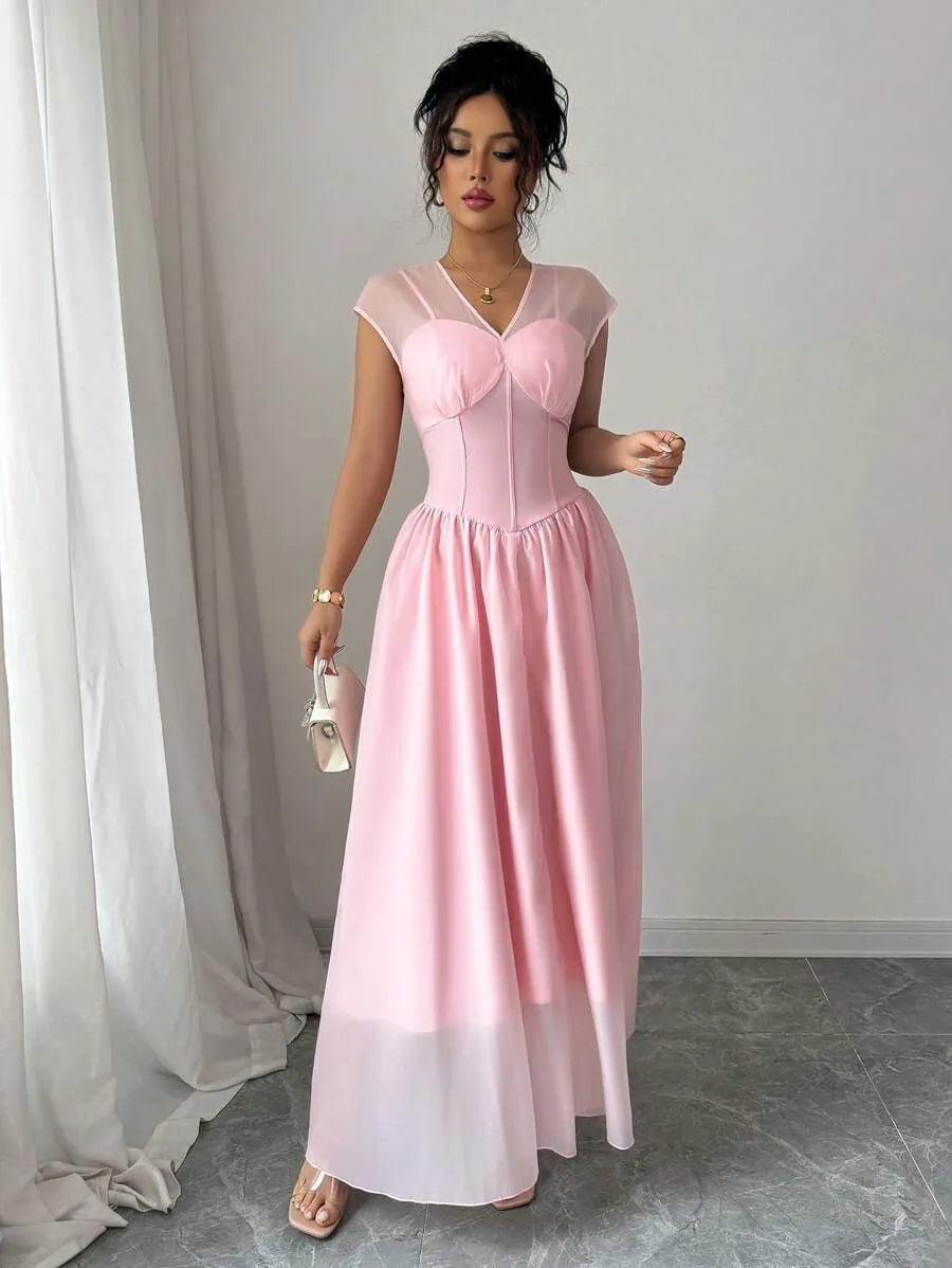 SHEIN Elenzga A فستان برتقالي فاتح أنيق بقصة