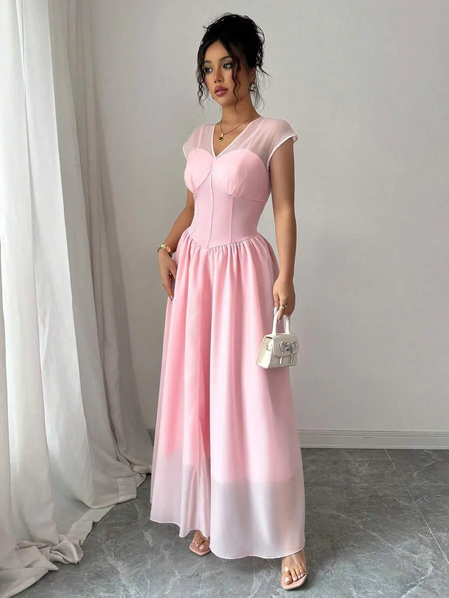 SHEIN Elenzga A فستان برتقالي فاتح أنيق بقصة