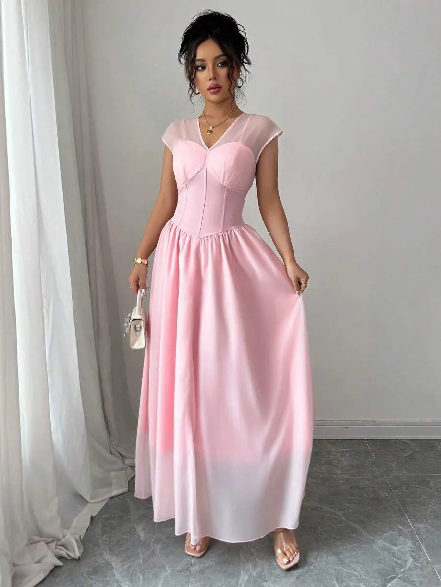 SHEIN Elenzga A فستان برتقالي فاتح أنيق بقصة