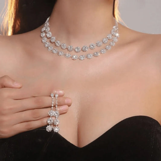 SHEIN طقم مجوهرات عروس راين قطعتين