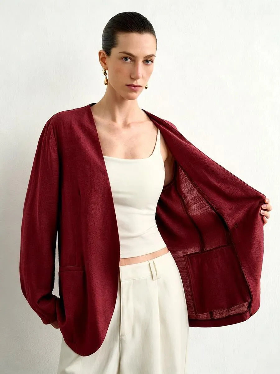 SHEIN Aalyst جاكيت خفيف الوزن بحزام بلون موحد