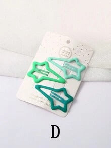 SHEIN مجموعة مشابك شعر وردية بتصميم قلب وكوكب