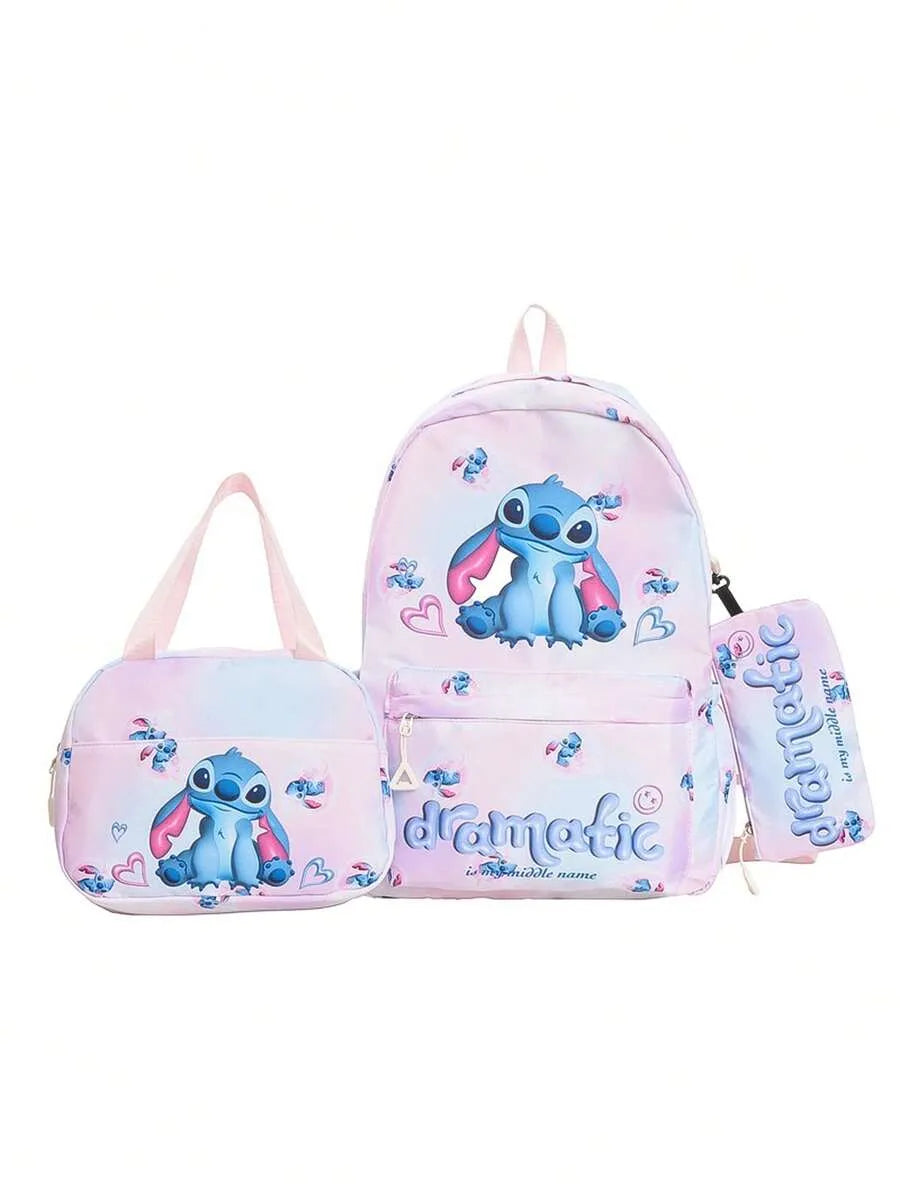 SHEIN Disney مجموعة حقيبة ظهر من 3 قطع مع علبة أقلام وحقيبة غداء