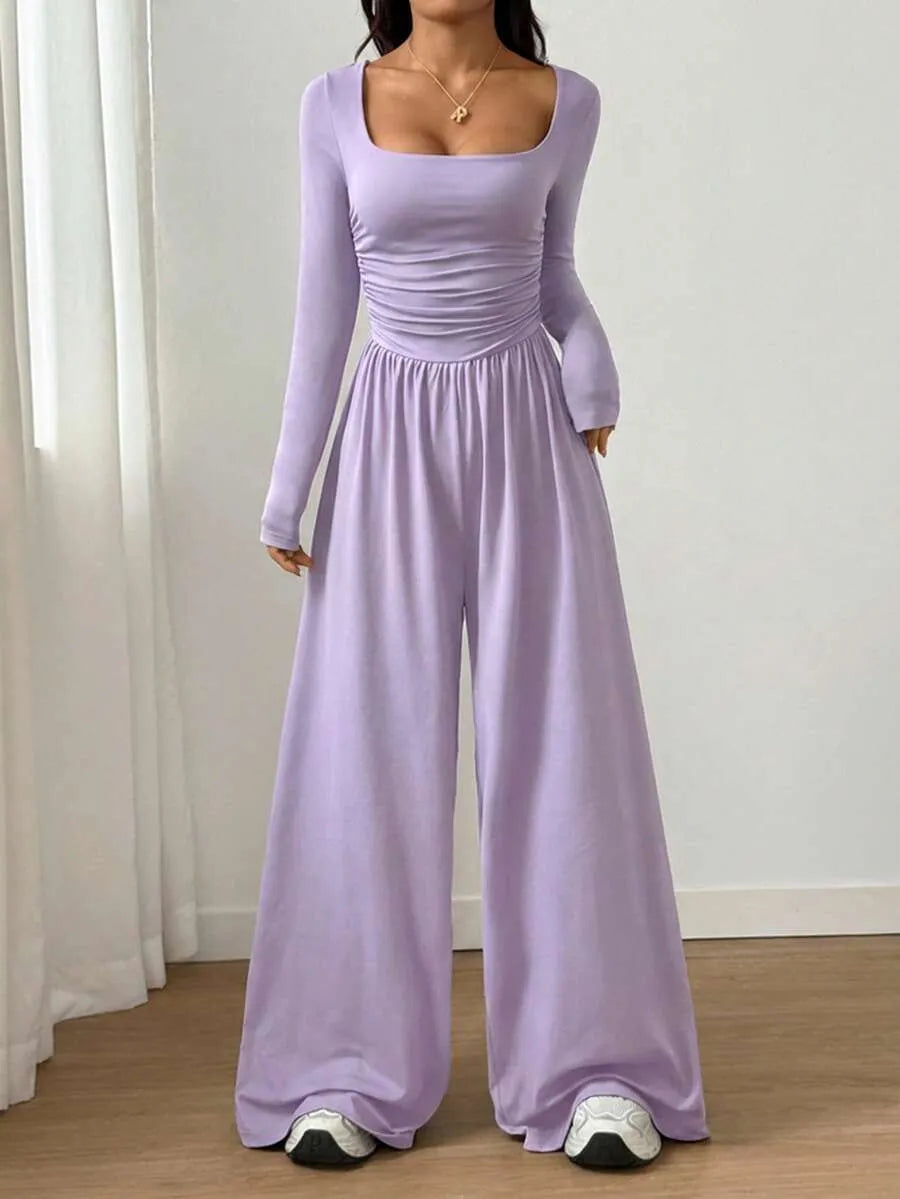 SHEIN Unity جمبسوت نسائية كاجوال بياقة مربعة وأكمام طويلة من