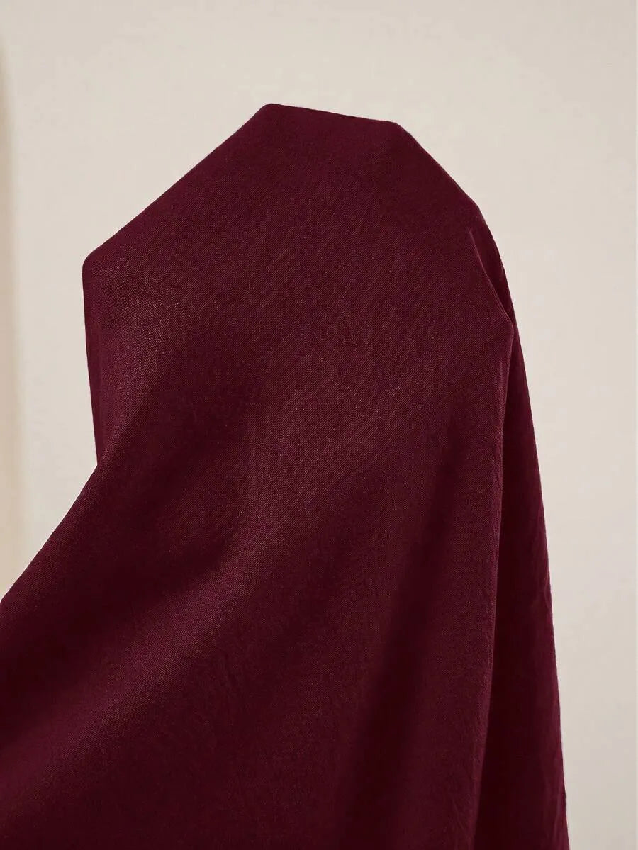 SHEIN Veilorie طقم نسائي قطعتين بلوزة بأزرار أمامية وبنطال بلون عنابي