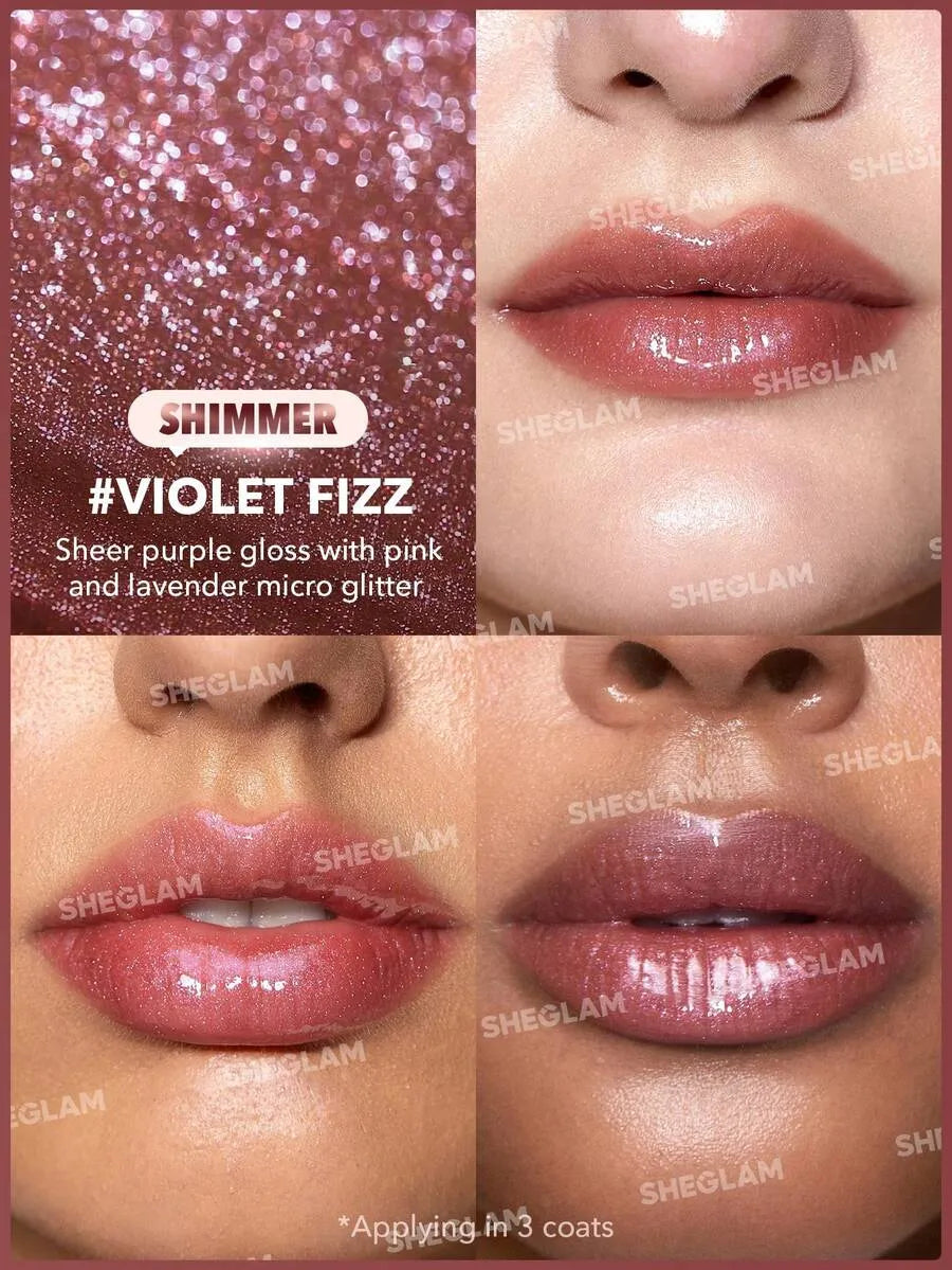 SHEIN SHEGLAM Pout-Perfect Violet Fizz ملمع شفاه لامع بلون