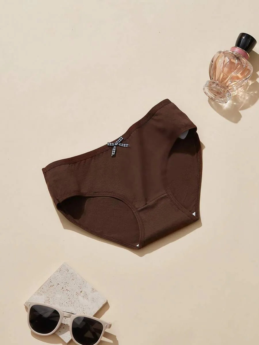 SHEIN سراويل داخلية نسائية من 5 قطع  مزينة بفيونكة ومتعدد الألوان