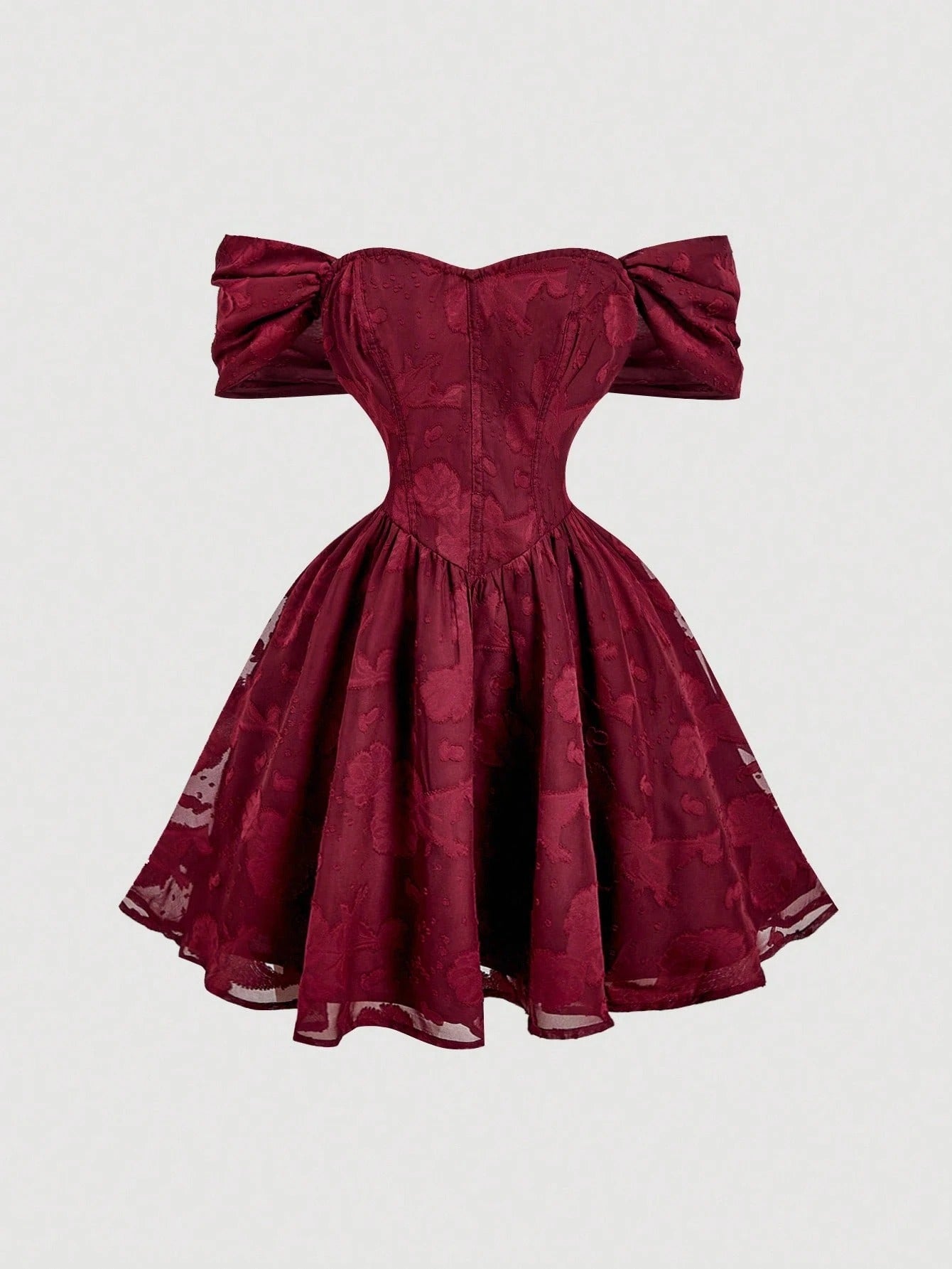 SHEIN MOD فستان أحمر رومانسي مكشوف الكتف