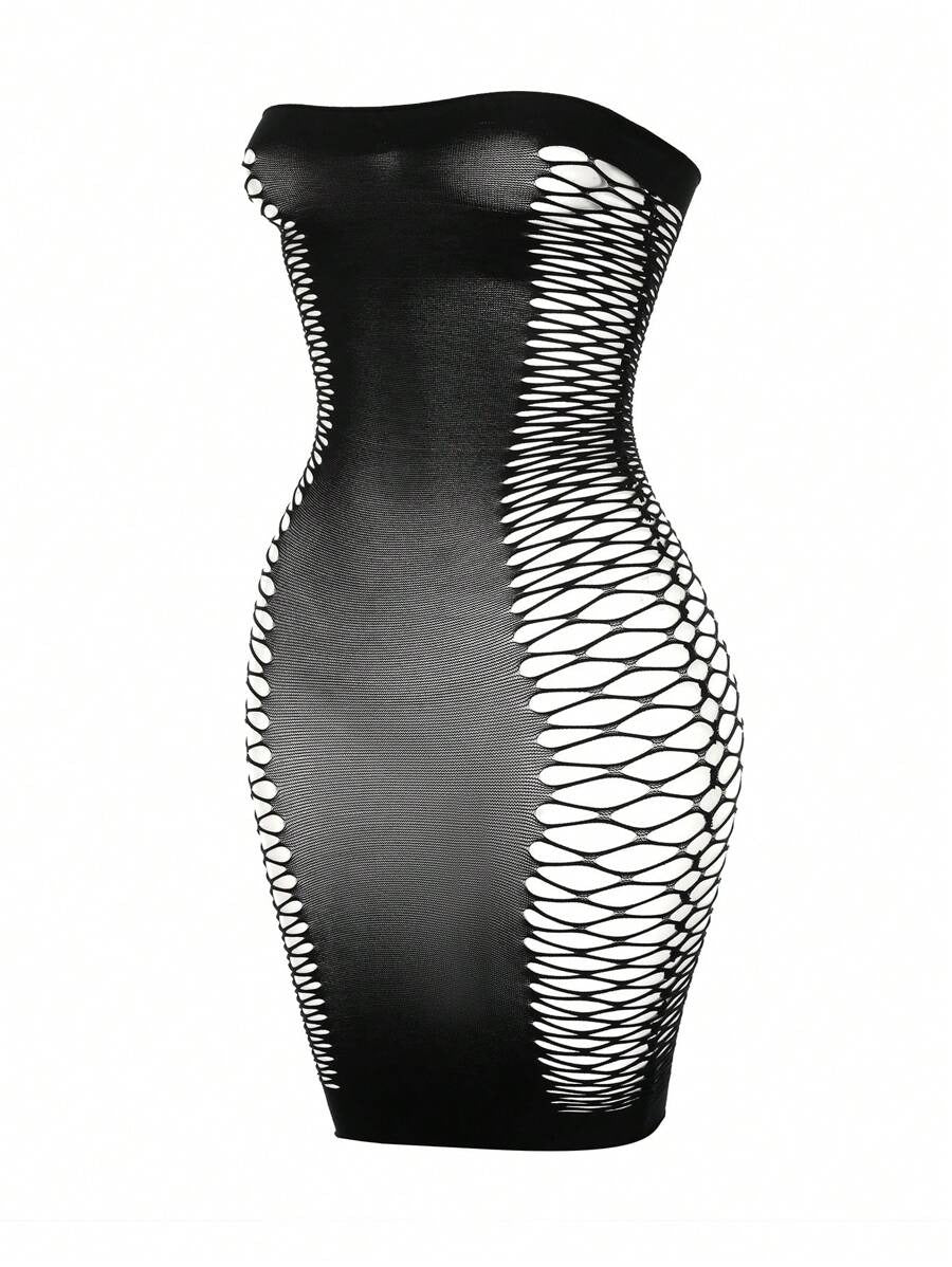 SHEIN فستان داخلي شبكي لون أسود