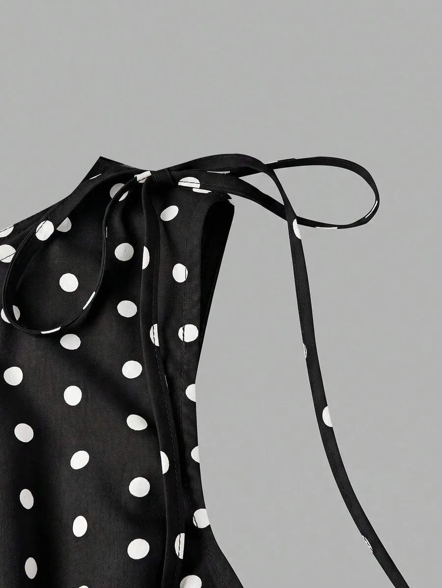 SHEIN MOD طقم نسائي من قطعتين توب كامي بحمالات وربطة كتف وتنورة  بلون أسود