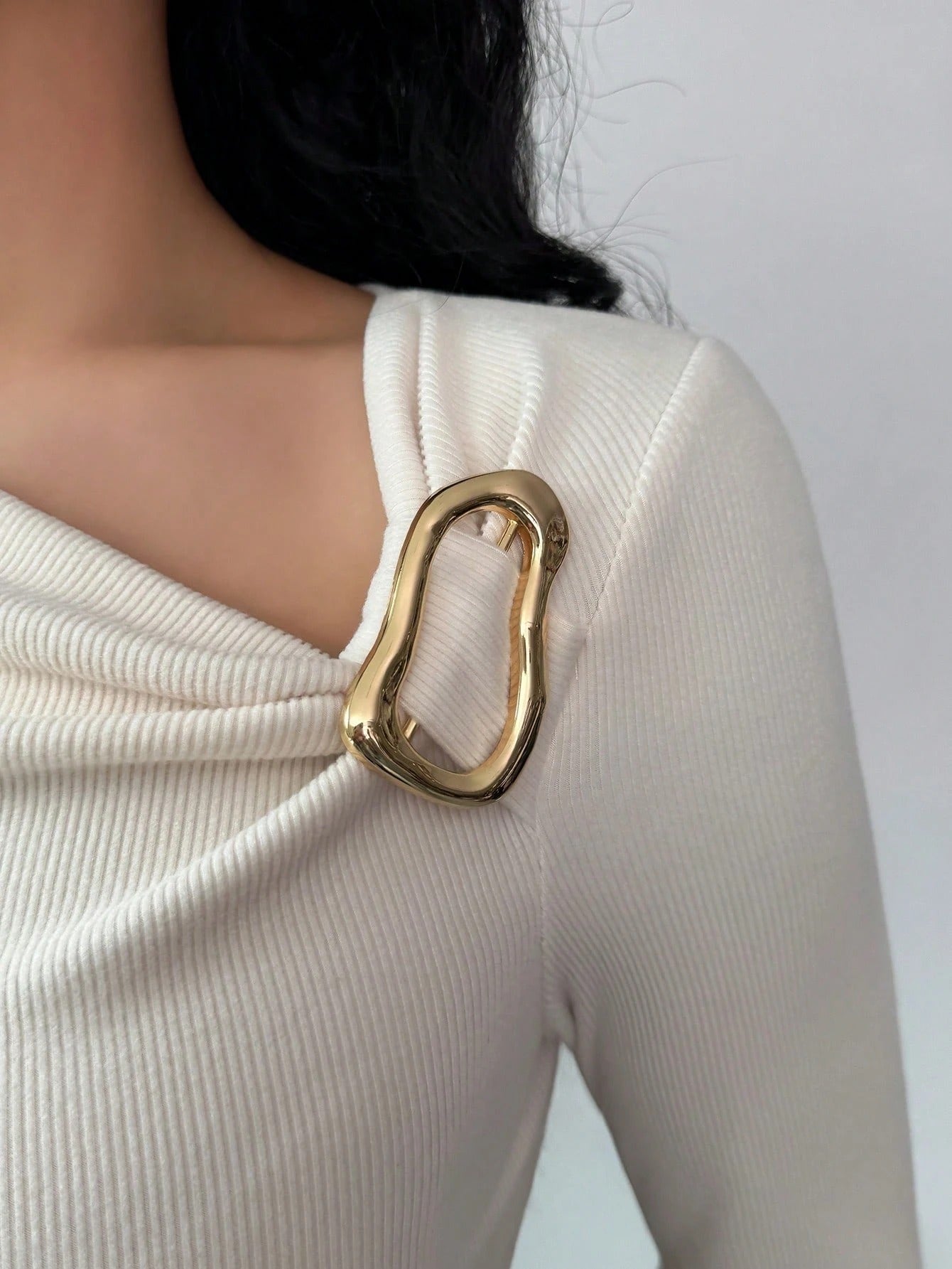 SHEIN Rafferiza فستان كاجوال بأكمام طويلة وياقة مطوية لون مشمشي