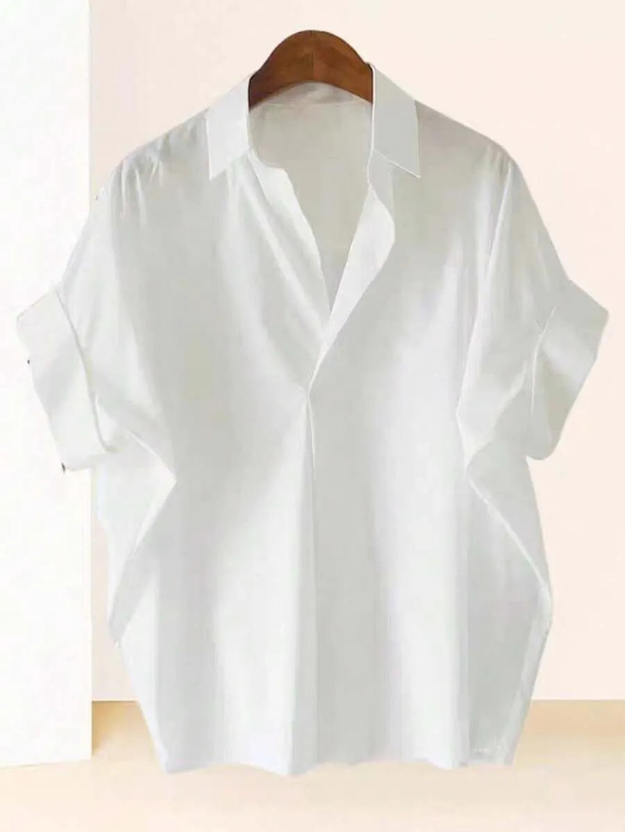 SHEIN Franclia بلوزة نسائية فرنسية عصرية بأكمام واسعة