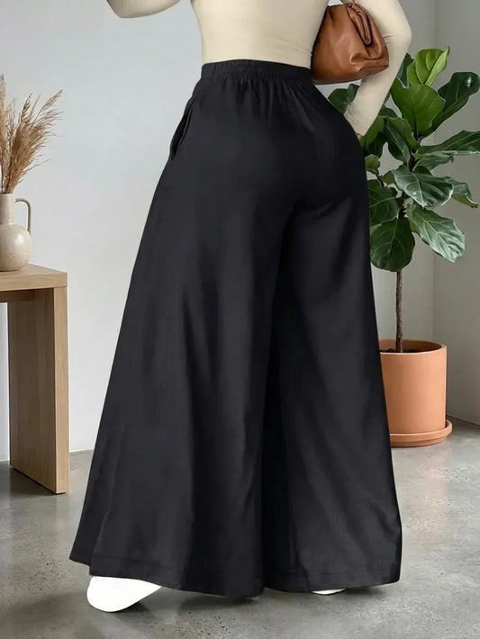 SHEIN بنطلون نسائي فضفاض واسع الساق كاجوال