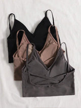 SHEIN Lowkey Lull طقم 3 حمالات صدر نسائية بدون حمالات ولاسلكية، متعدد الألوان
